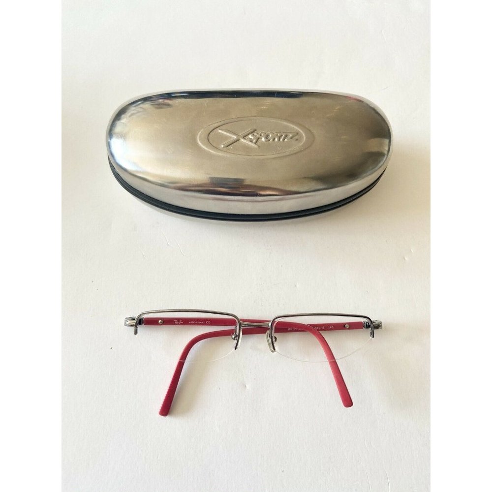 Ray Ban Rb6102 Silver And Red Rectangular Glasses - image 2